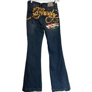 Ed Hardy True Love Love Eternal Flare Jeans Women’s 28 Y2K Tattoo Embroidered